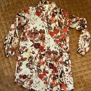 H And M long sleeve floral tunic dress women’s size 2